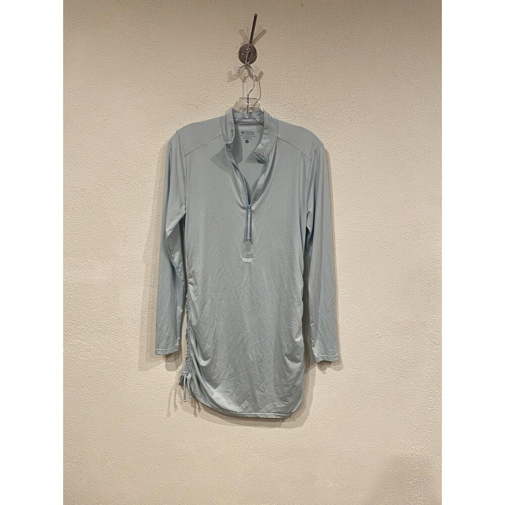 Carve Designs Long Sleeve Rash Guard Womens Small Blue Zip Swim Shirt Dress